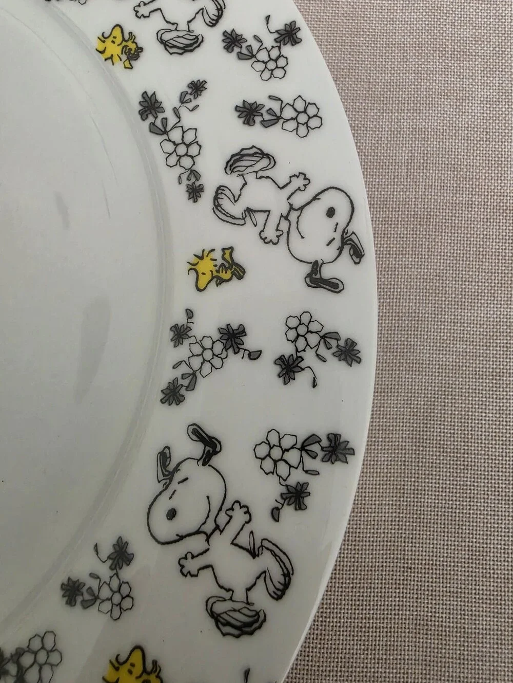 Peanuts Snoopy & Woodstock White Ceramic Dinner Plate - Set of 6